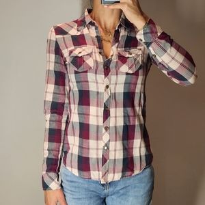 Scotch & Soda pink plaid shirt, size S
